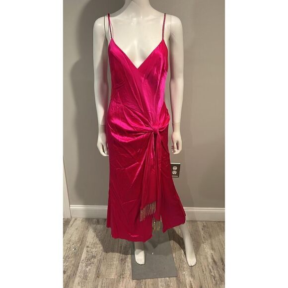 Cinq a Sept Kalena Pink Silk Midi Dress Size 6 - Picture 5 of 12
